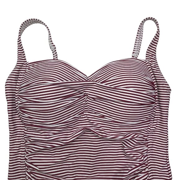 Niptuck Swim 12 Red White Striped One Piece Swim Suit Swim Wear Bathing Suit - Picture 2 of 12